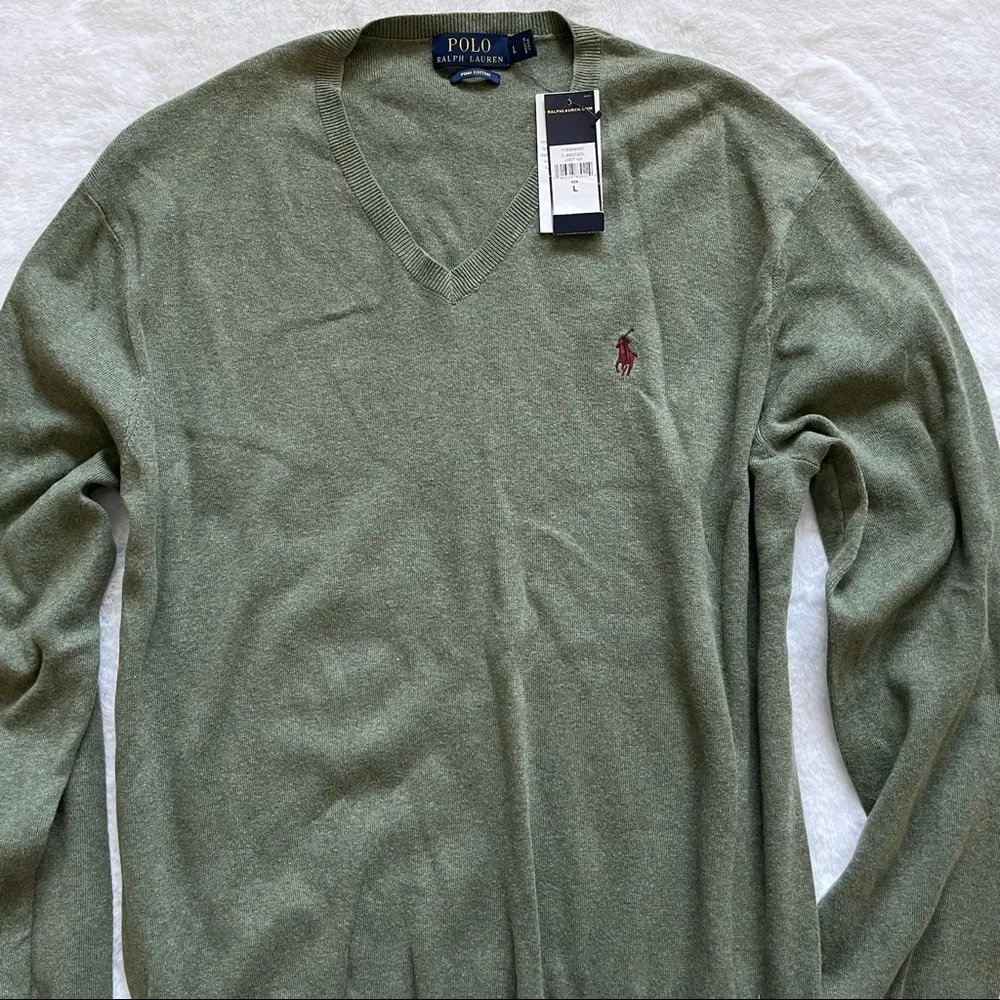 POLO RALPH LAUREN PIMA COTTON SWEATER Size Large NWT Preppy Classic_2